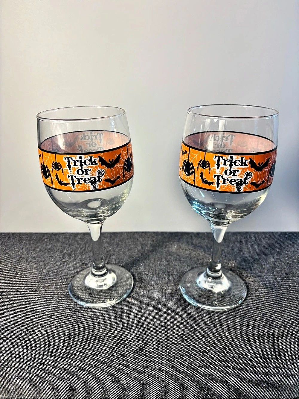 Halloween Trick or Treat Wine Glasses